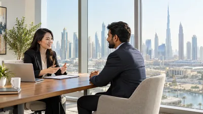 A recruiter and candidate discussing an opportunity at an interview